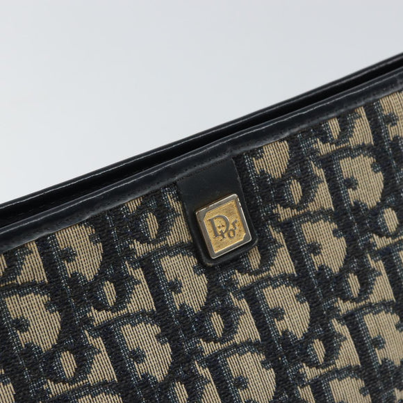 Christian Dior Trotter Canvas Clutch Bag Navy Gold Auth 158531
