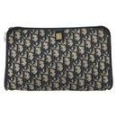 Christian Dior Trotter Canvas Clutch Bag Navy Gold Auth 158531-13