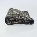 Christian Dior Trotter Canvas Clutch Bag Navy Gold Auth 158531-3