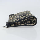 Christian Dior Trotter Canvas Clutch Bag Navy Gold Auth 158531-4