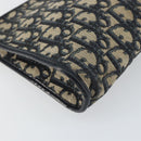 Christian Dior Trotter Canvas Clutch Bag Navy Gold Auth 158531-14