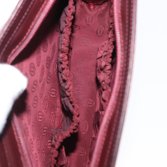 CARTIER Clutch Bag Leather 2 Set Black Bordeaux Auth 158537