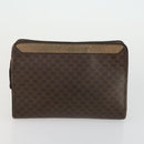 CELINE Macadam Canvas Clutch Bag PVC Leather 2 Set Brown Auth 158538-3