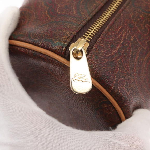ETRO Paisley Hand Bag PVC Brown Gold Auth 158540