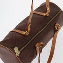 ETRO Paisley Hand Bag PVC Brown Gold Auth 158540-6