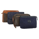 CELINE Macadam Canvas C Sulky Clutch Bag PVC 4 Set Brown Navy Auth 158543-1