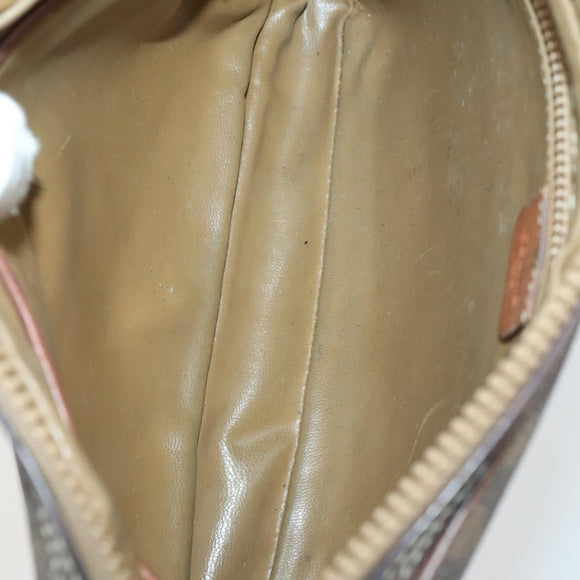 CELINE Macadam Canvas C Sulky Clutch Bag PVC 4 Set Brown Navy Auth 158543