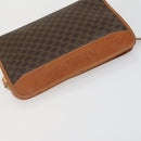 CELINE Macadam Canvas C Sulky Clutch Bag PVC 4 Set Brown Navy Auth 158543-5