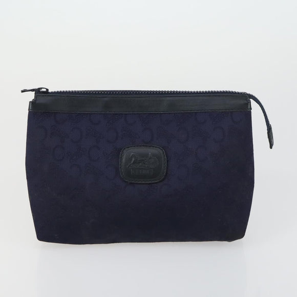 CELINE Macadam Canvas C Sulky Clutch Bag PVC 4 Set Brown Navy Auth 158543