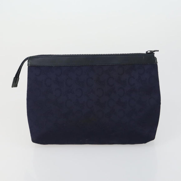 CELINE Macadam Canvas C Sulky Clutch Bag PVC 4 Set Brown Navy Auth 158543