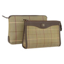 Burberrys Nova Check Clutch Bag Canvas Leather 2 Set Beige Auth 158544-1