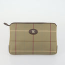 Burberrys Nova Check Clutch Bag Canvas Leather 2 Set Beige Auth 158544-2