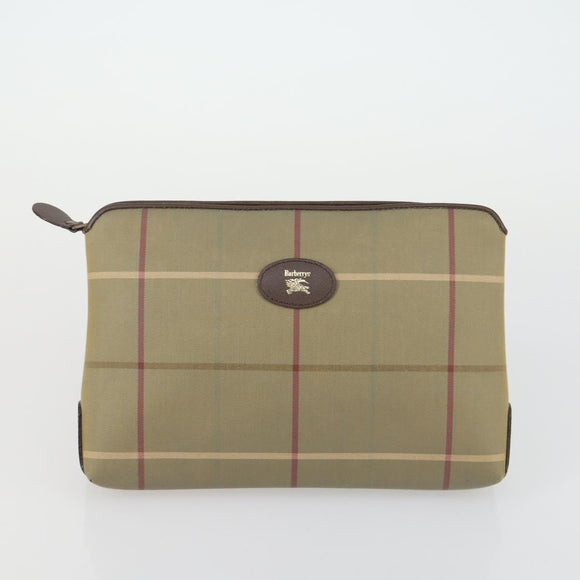 Burberrys Nova Check Clutch Bag Canvas Leather 2 Set Beige Auth 158544