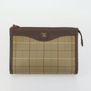 Burberrys Nova Check Clutch Bag Canvas Leather 2 Set Beige Auth 158544-9