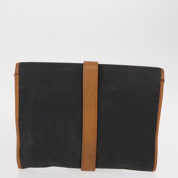 SAINT LAURENT MCM Vicetos Clutch Bag PVC Leather 2 Set Brown Black Auth 158545