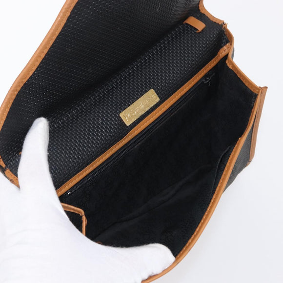 SAINT LAURENT MCM Vicetos Clutch Bag PVC Leather 2 Set Brown Black Auth 158545