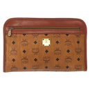 SAINT LAURENT MCM Vicetos Clutch Bag PVC Leather 2 Set Brown Black Auth 158545-2