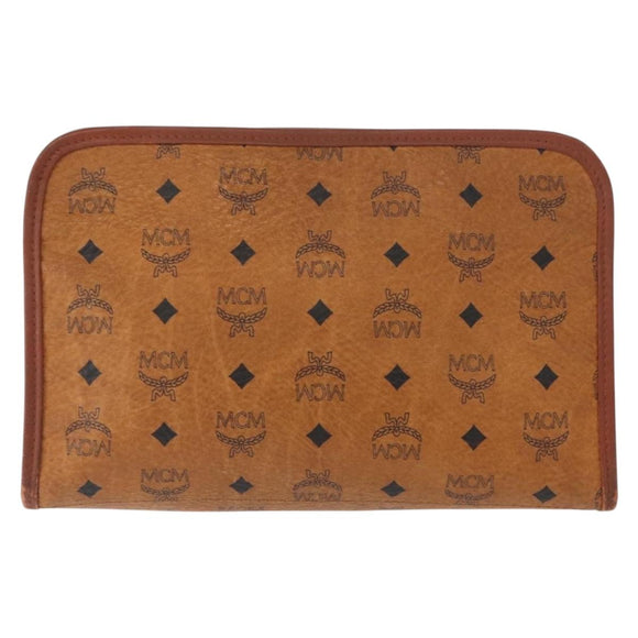 SAINT LAURENT MCM Vicetos Clutch Bag PVC Leather 2 Set Brown Black Auth 158545