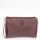 SAINT LAURENT Fendi Zucchino Canvas Clutch Bag 2 Set Beige Bordeaux Auth 158546-10