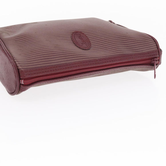 SAINT LAURENT Fendi Zucchino Canvas Clutch Bag 2 Set Beige Bordeaux Auth 158546
