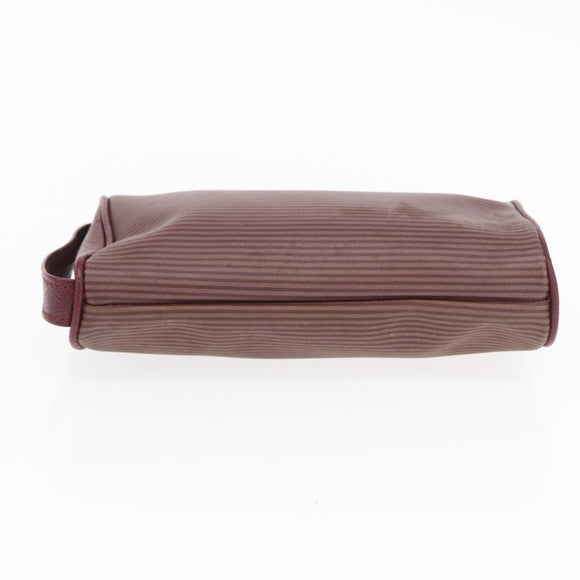SAINT LAURENT Fendi Zucchino Canvas Clutch Bag 2 Set Beige Bordeaux Auth 158546