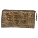 SAINT LAURENT Fendi Zucchino Canvas Clutch Bag 2 Set Beige Bordeaux Auth 158546-2