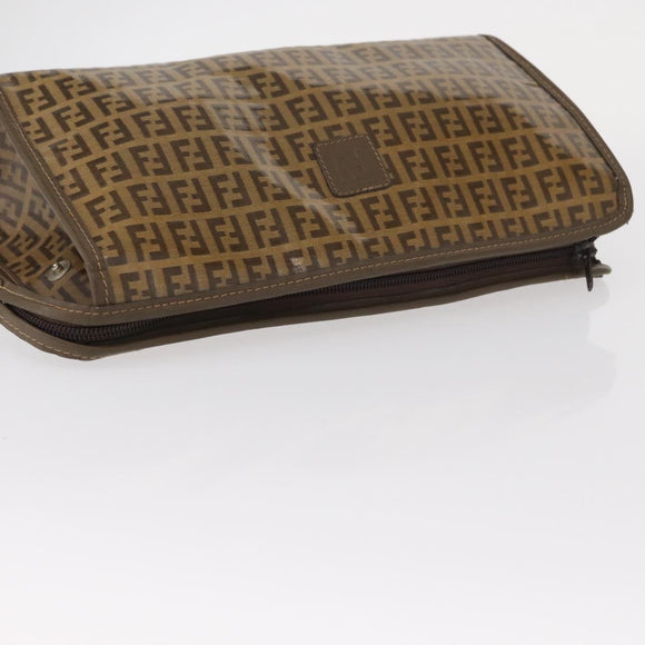 SAINT LAURENT Fendi Zucchino Canvas Clutch Bag 2 Set Beige Bordeaux Auth 158546