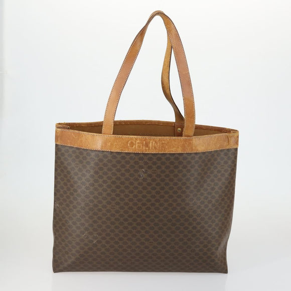 CELINE C Macadam Canvas Bag PVC Suede Leather 3 Set Brown Pink Auth 158549