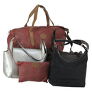 GUCCI Shoulder Bag Canvas Leather 4 Set Black Silver Red Auth 158552-1