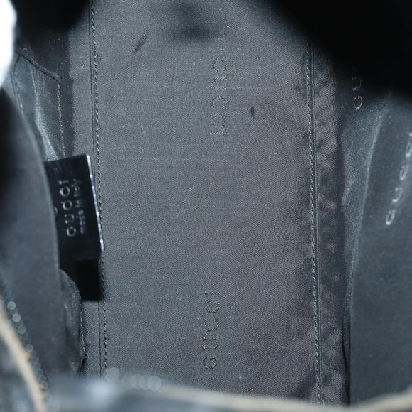 GUCCI Shoulder Bag Canvas Leather 4 Set Black Silver Red Auth 158552