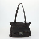 GUCCI Shoulder Bag Canvas Leather 4 Set Black Silver Red Auth 158552-16