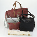 GUCCI Shoulder Bag Canvas Leather 4 Set Black Silver Red Auth 158552-28