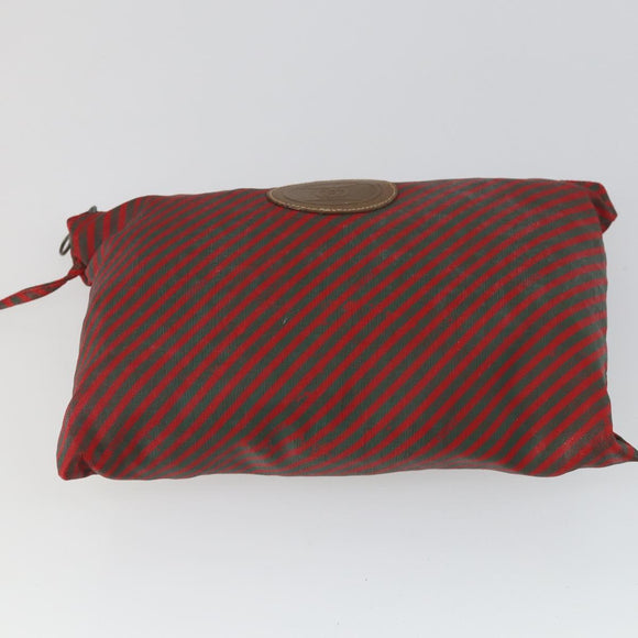 GUCCI Shoulder Bag Canvas Leather 4 Set Black Silver Red Auth 158552