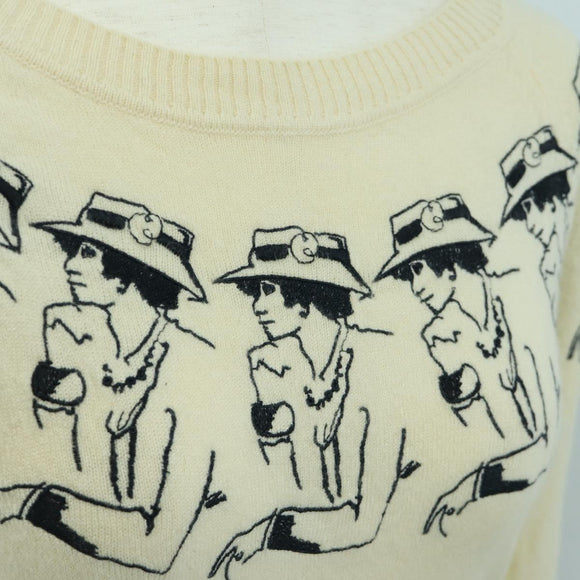 CHANEL Coco Chanel Knit Sweater Cashmere Beige CC Auth 158554SAM