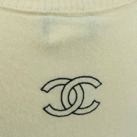 CHANEL Coco Chanel Knit Sweater Cashmere Beige CC Auth 158554SAM