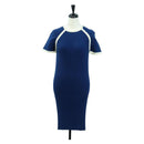 CHANEL Rib Knit Dress Cupra Blue CC Auth 158555M-1