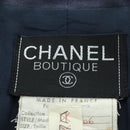 CHANEL jacket Skirt Setup Linen Navy CC Auth 158556M-12