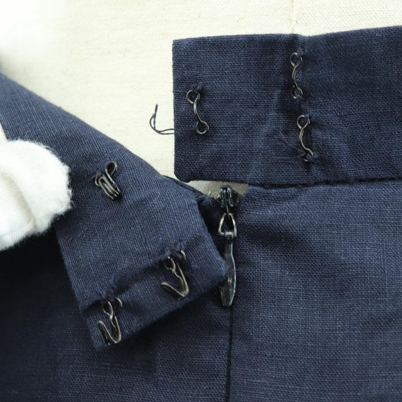 CHANEL jacket Skirt Setup Linen Navy CC Auth 158556M