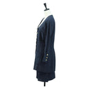CHANEL jacket Skirt Setup Linen Navy CC Auth 158556M-3