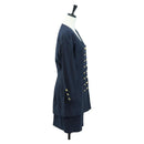 CHANEL jacket Skirt Setup Linen Navy CC Auth 158556M-4