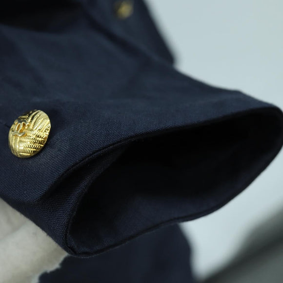 CHANEL jacket Skirt Setup Linen Navy CC Auth 158556M