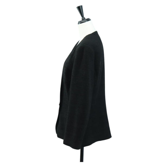 CHANEL Jacket Cotton Black CC Auth 158557M