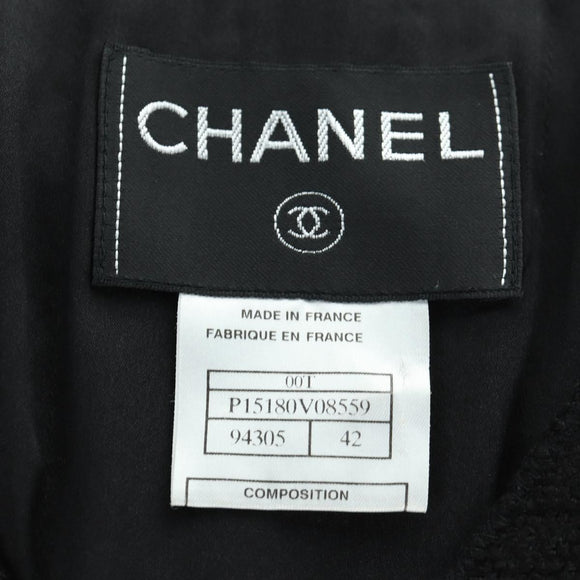 CHANEL Jacket Cotton Black CC Auth 158557M