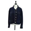 CHANEL Jacket Wool Vintage Navy CC Auth 158558M-1