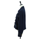 CHANEL Jacket Wool Vintage Navy CC Auth 158558M-3