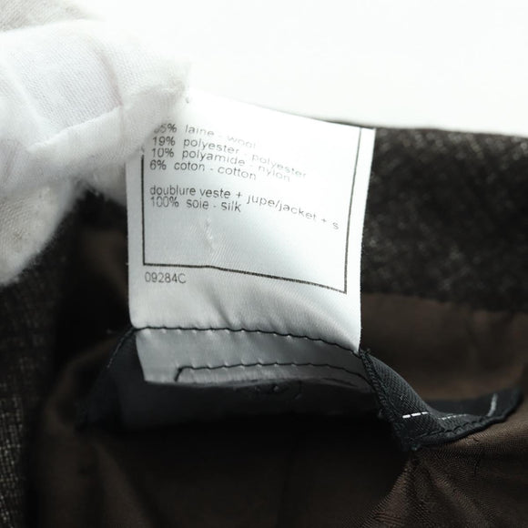 CHANEL jacket Skirt Setup Wool Brown CC Auth 158559M