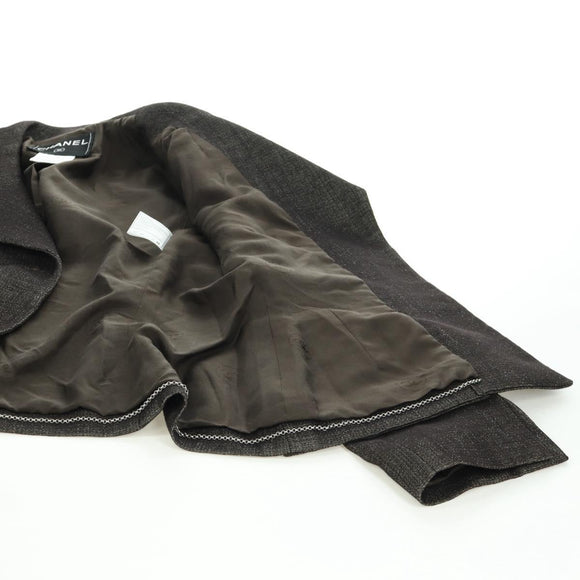 CHANEL jacket Skirt Setup Wool Brown CC Auth 158559M
