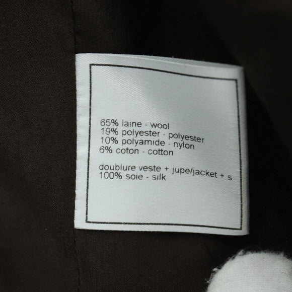CHANEL jacket Skirt Setup Wool Brown CC Auth 158559M