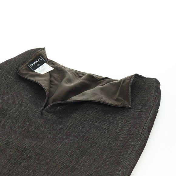 CHANEL jacket Skirt Setup Wool Brown CC Auth 158559M
