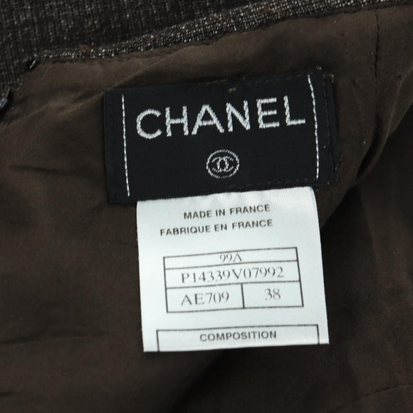 CHANEL jacket Skirt Setup Wool Brown CC Auth 158559M